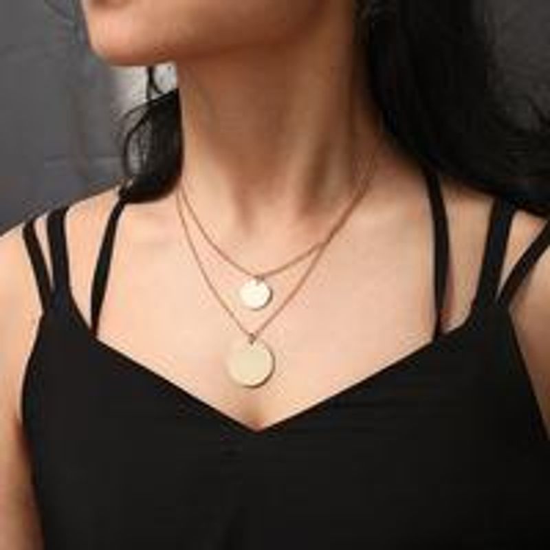 Stylish Metal Double-layer Round Necklace Nhpf155704