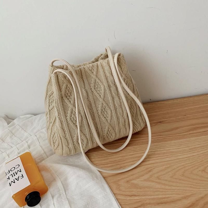 New Fashion Knit Shoulder Slung Bucket Bag Nhtc155790