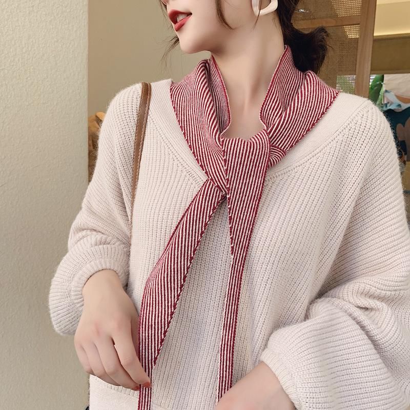 Korean Version Of Double-knit Woolen Warm Scarf Nhmn149783