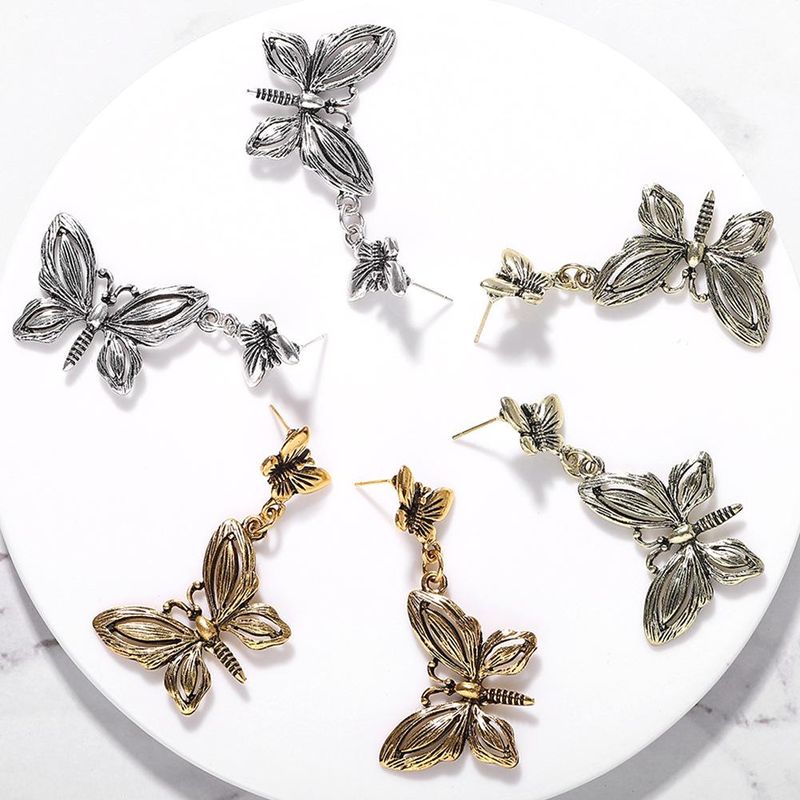 Retro Trend Kreative Legierung Schmetterlings Ohrringe Europäischer Und Amerikanischer Ethnischer Stil Übertriebenes Temperament Party Ball Insekten Ohrringe