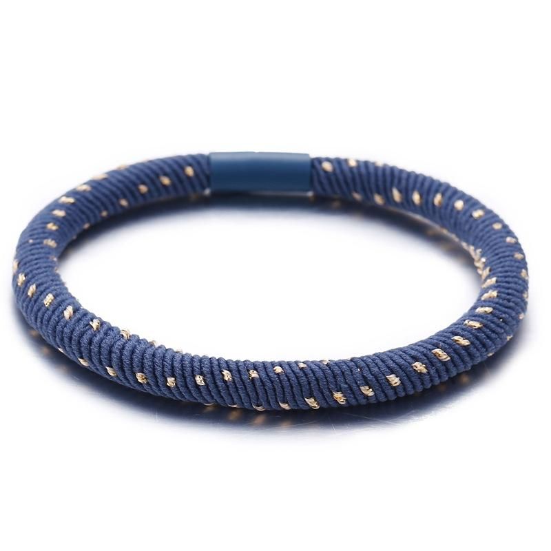 Europe And America Inlaid Gold Silk Blue Rubber Band Hair Ring Nhpj149989