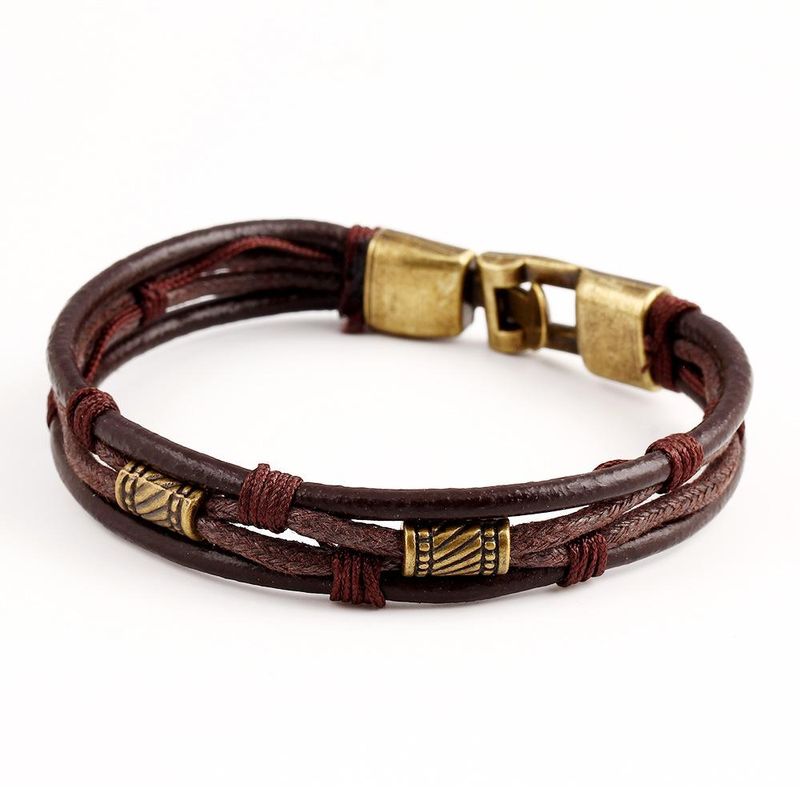 Pulsera De Cuero Multicapa De Estilo Europeo Y Americano Nhpj150066