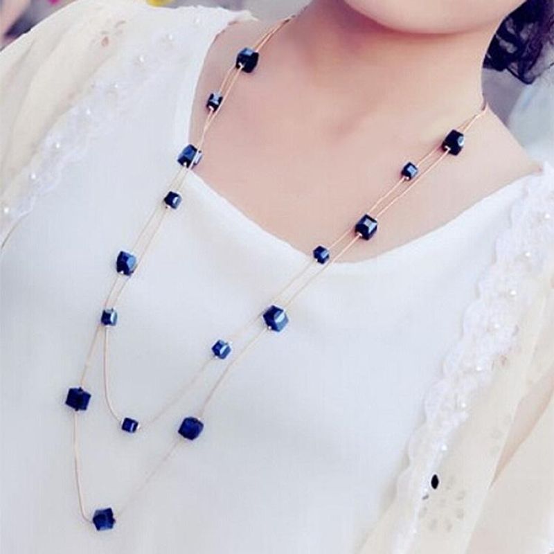 Korean Fashion Crystal Long Necklace Nhdp150097