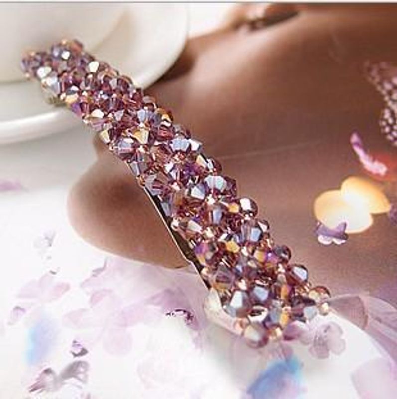 Koreanische Flash-diamant-haarnadel Vierreihige Kristall-angelschnur Gewebte Seiten Clip Ein-wort-feder Clip Koreanischer Schmuck Großhandel