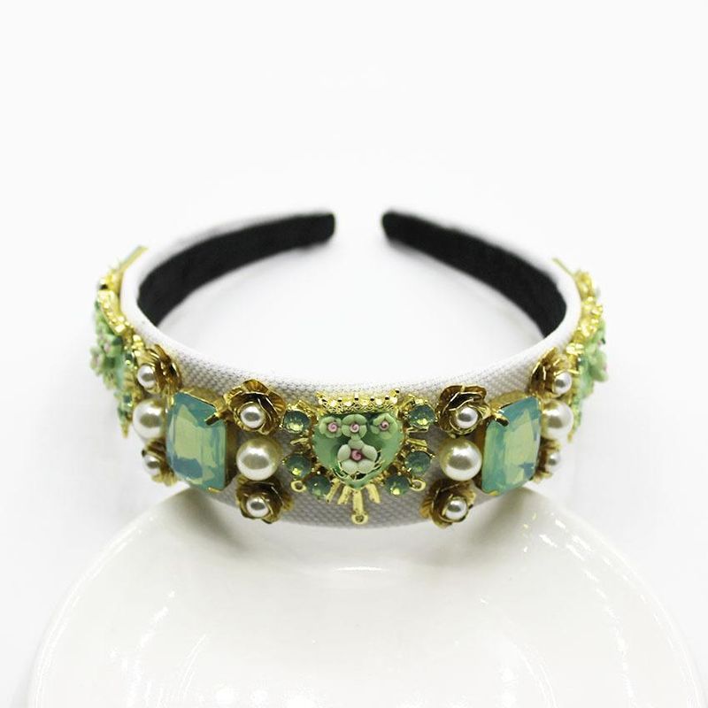 New Baroque Emerald Geometric Hair Accessories Flower Headband Nhwj150172