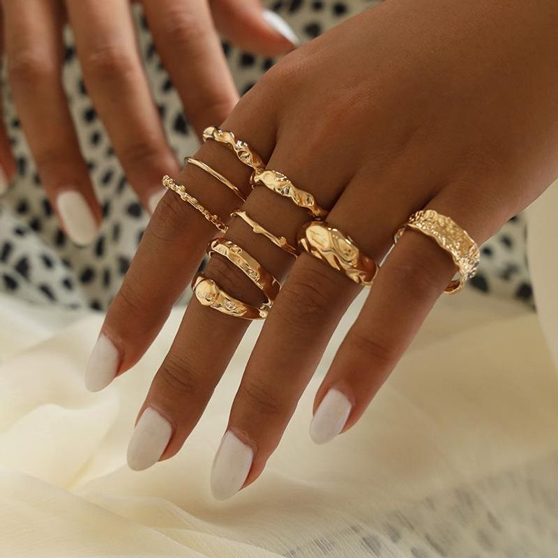 Simple Alloy Geometric Twisted Ring Set Nhpv150488