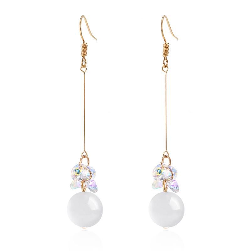 Simple Long Cat S Eye Dream Crystal Earrings Nhpf150506