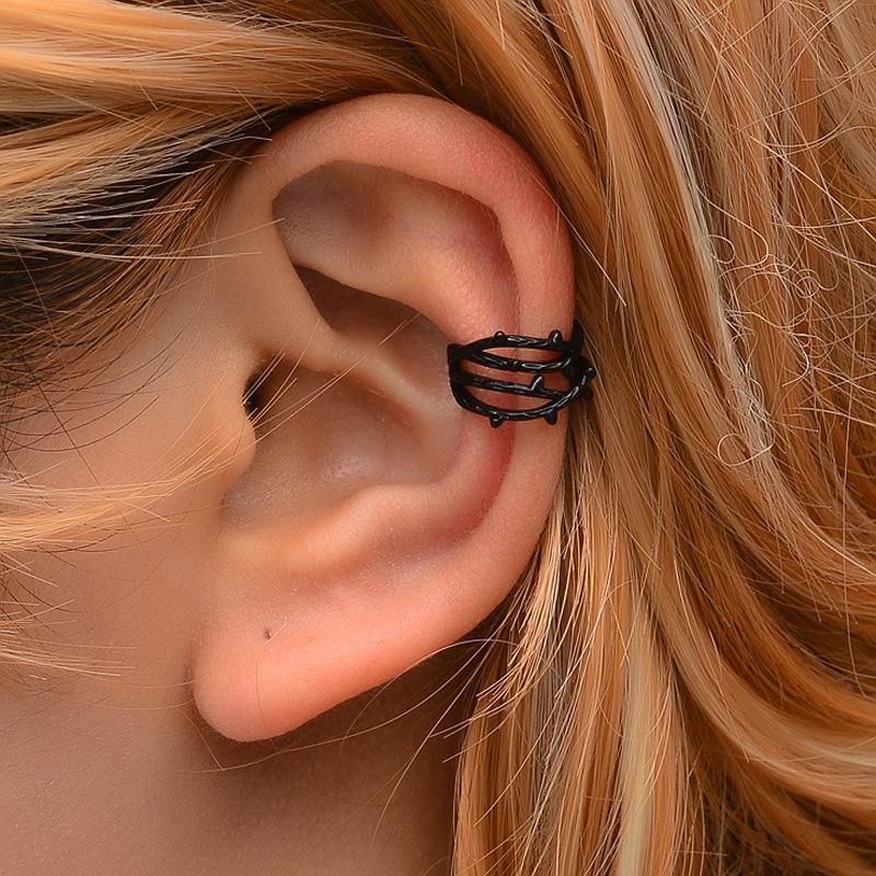 Simple Retro Ear Cuff Double C-shaped Twig Cross Clip Earrings Nhdp150551