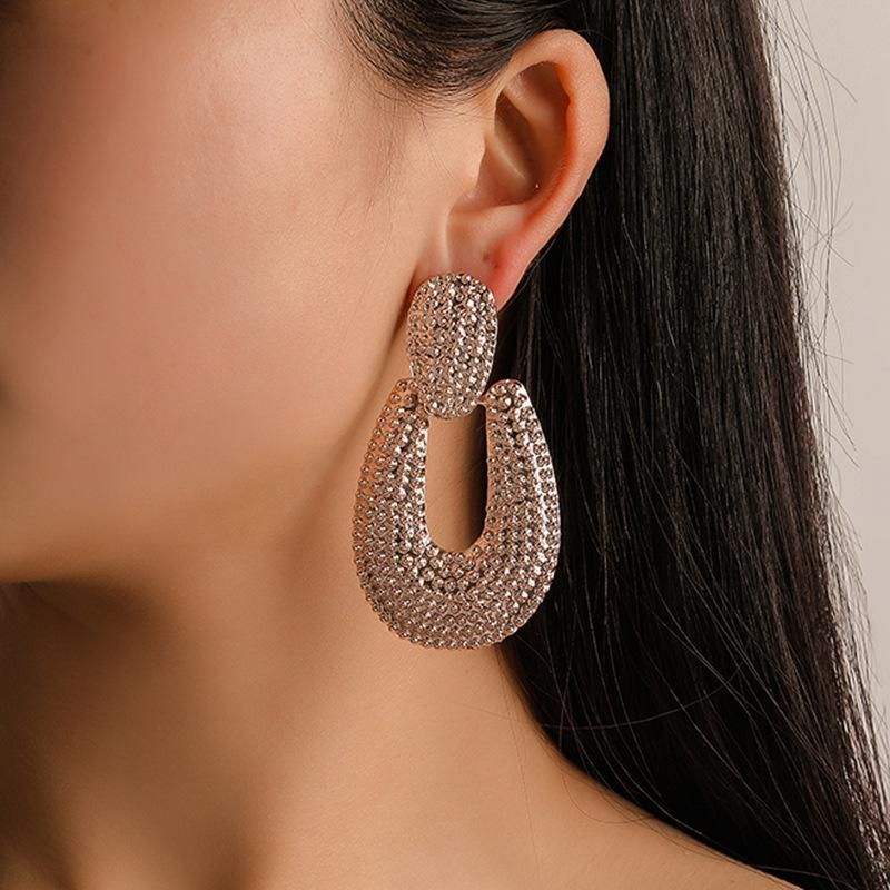 U-shaped Alloy Plating Concave And Frosted Earrings Nhdp151037