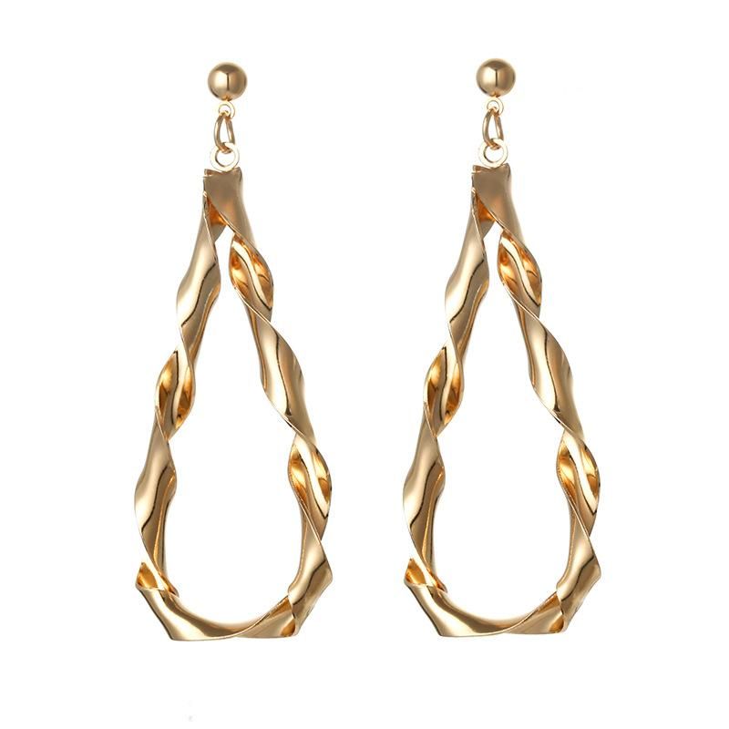 Water Drop Type Metal Twisted Earrings Nhpf151073