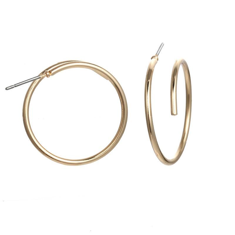 Geometric Metal Circle Hoop Earrings Nhpf151083