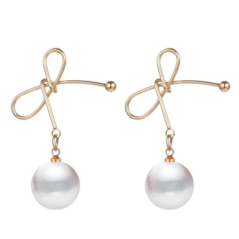 Coréen Style Simple Froid Style Boucles D'oreilles Perle Arc Doux Boucles D'oreilles Tempérament Sauvage De Mode Boucles D'oreilles Boucles D'oreilles Pour Les Femmes