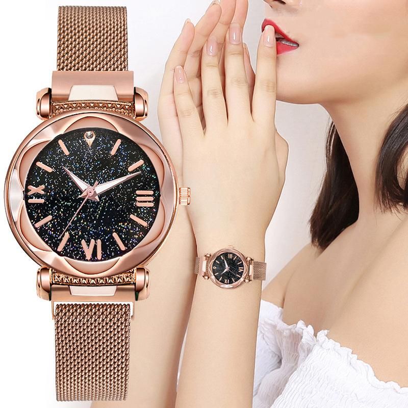 Best-vendeur Sur Douyin En Stock En Gros Femmes Étoilé De Quartz Montre Paresseux Montre Bracelet Aimant Aimant Montre Usine