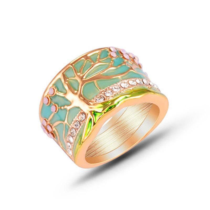 Painting Oil Ring New Hand-painted Hand-glued Life Tree Ring Wholesale