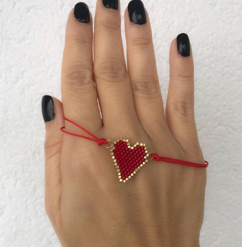 Best-seller En Europe Et En Amérique Amour Rouge Tissé Bracelet Miyuki Femmes De Bijoux Classique Populaire Rouge Amitié Corde