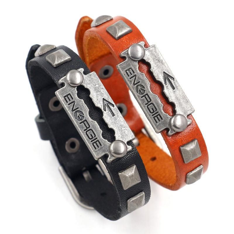 New Studded Leather Bracelet Men&#39;s Retro Leather Bracelet Bracelet Jewelry Wholesale