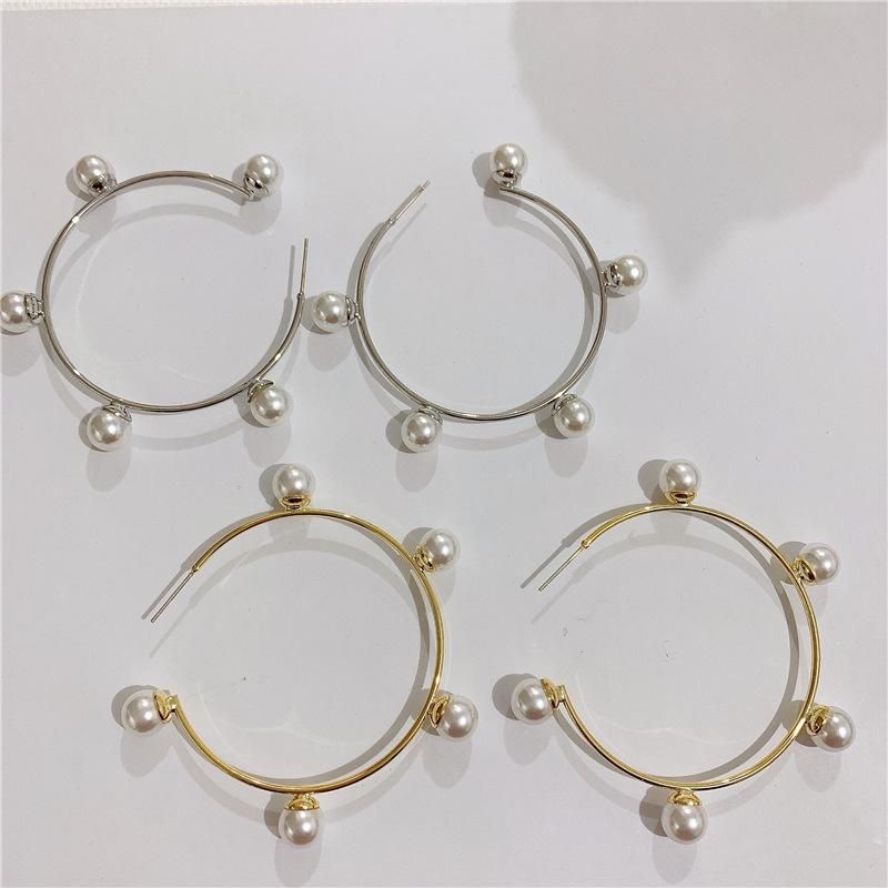 High-quality Pearl Earrings Elegant Exaggerated Large Hoop Earrings Women