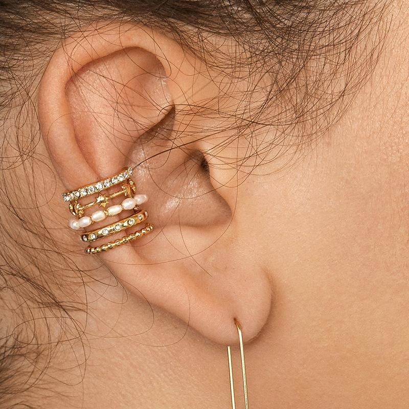 Retro C Shape Plating Alloy Artificial Gemstones Earrings