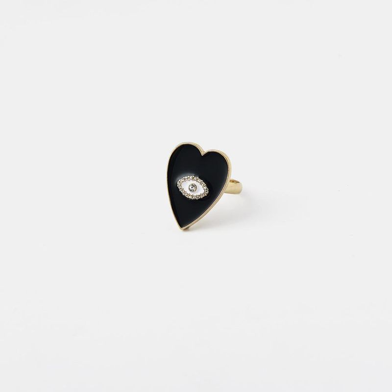 القلب على شكل قطرة نفط خاتم أزياء بسيطة اليد مجوهرات للنساء