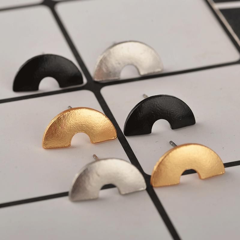 Women's Earrings Semi-circular Earrings Punk Geometric Earrings Environmental Protection Electroplating Gold Silver Black Earrings