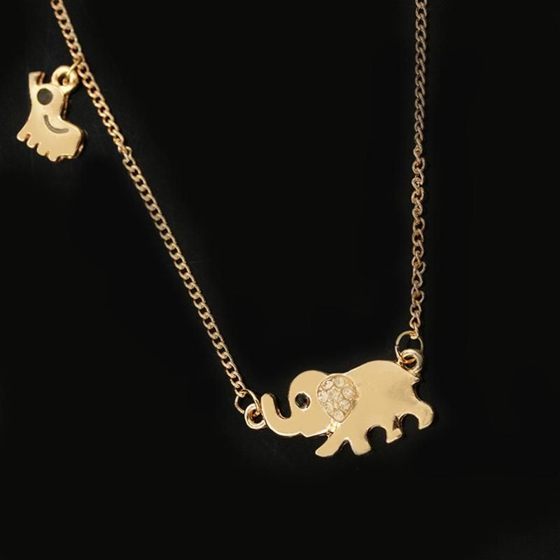 Elephant Elephant Elephant Pendant Necklace With Crystal Inlay