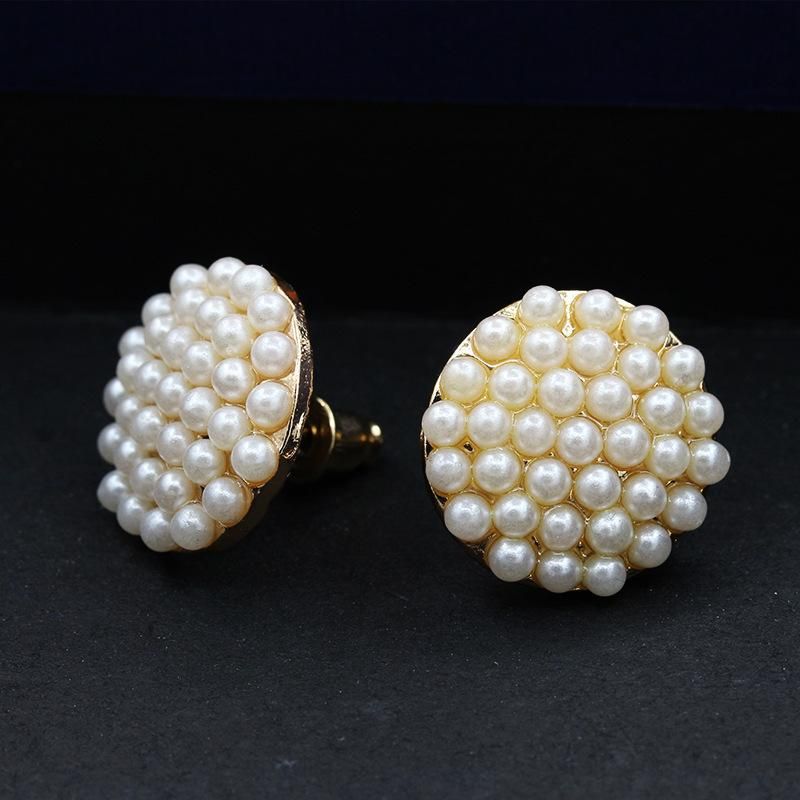 Simple Geometric Round Pearl Stud Earrings Millet Ball Ball Stud Earrings