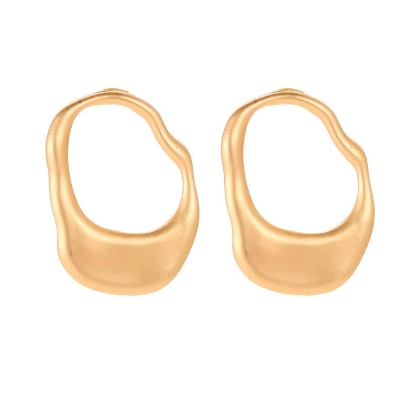 Creative Irregular Metal's Earrings Environmental Protection Electroplating Asian Gold Hollow Circle Earrings Women