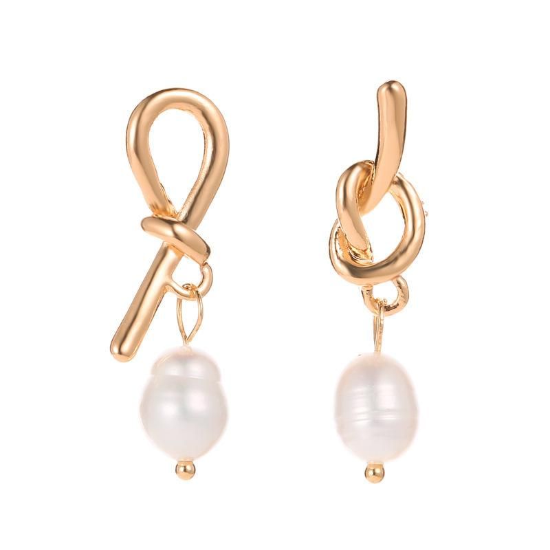 Asymmetric Knotted Bow Pearl Earrings Earrings Women