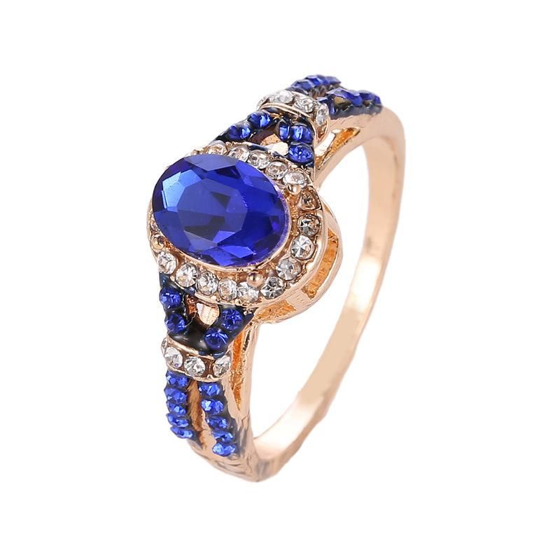Europäischer Und Amerikanischer Heißer Stil Ring Temperament Blau Zirkon Diamant Ring Ring Classic Damen Ring Ring Armband