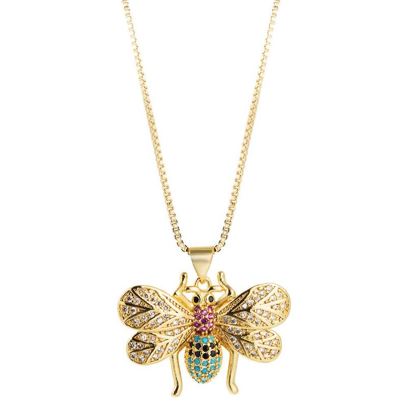Bee Pendant Female Necklace Creative Valentine&#39;s Day Clavicle Chain Copper Inlaid Color Zircon
