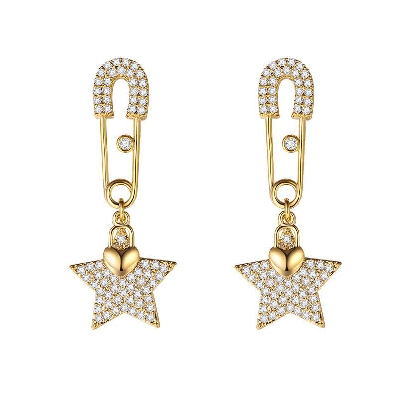 Fashion Personality Wild Silver Pin Five-pointed Star Earrings