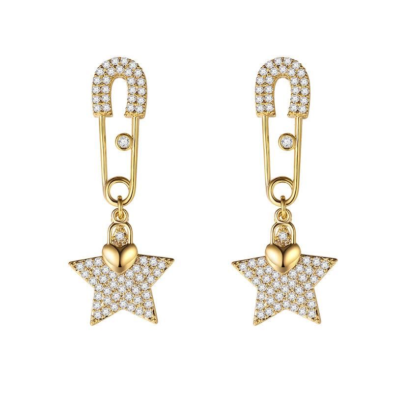 Personalidad De Moda Aretes De Estrella De Cinco Puntas De Plata Salvaje