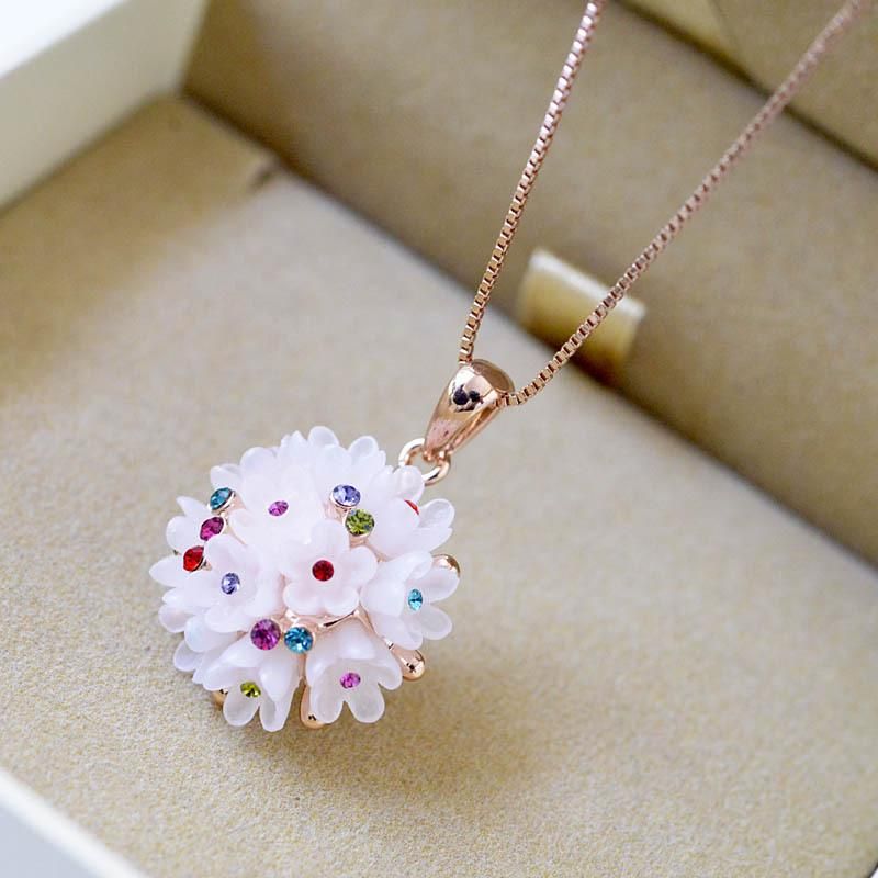Color Flower Crystal Necklace Hot Wholesale