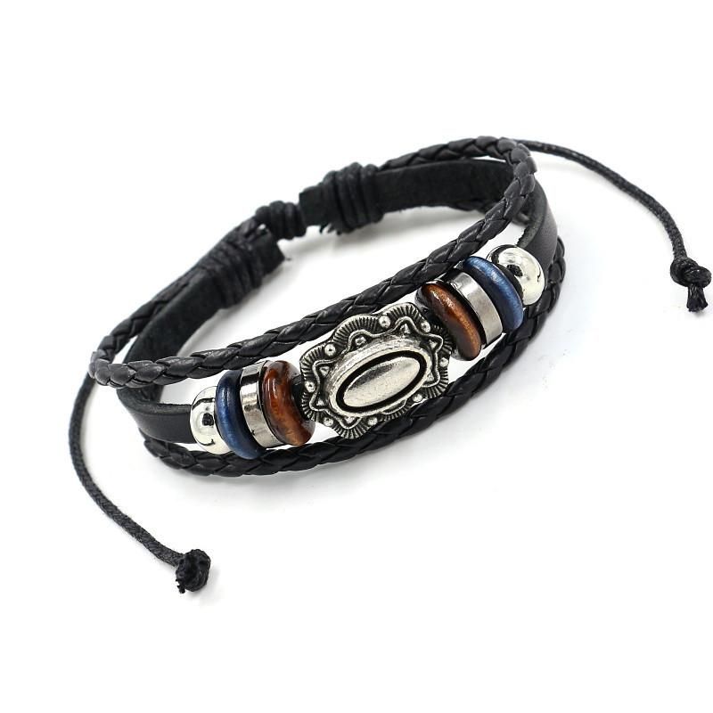 Men's And Women's Multi-layer Beaded Leather Bracelets