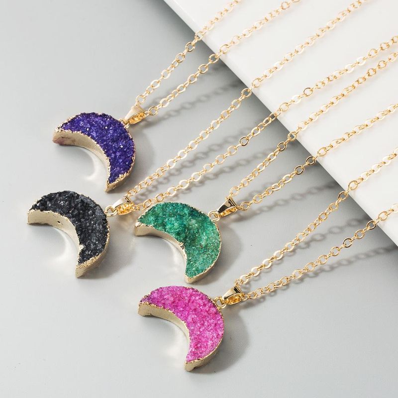 Necklace Clavicle Chain Star Moon Simple Hip Hop Jewelry Imitation Natural Stone Accessories