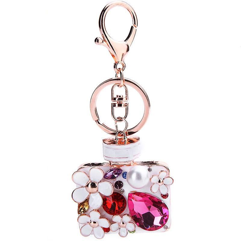Creative Korean Perfume Bottle Car Pendant Crystal Keychain Bag Fashion Keychain Wholesale