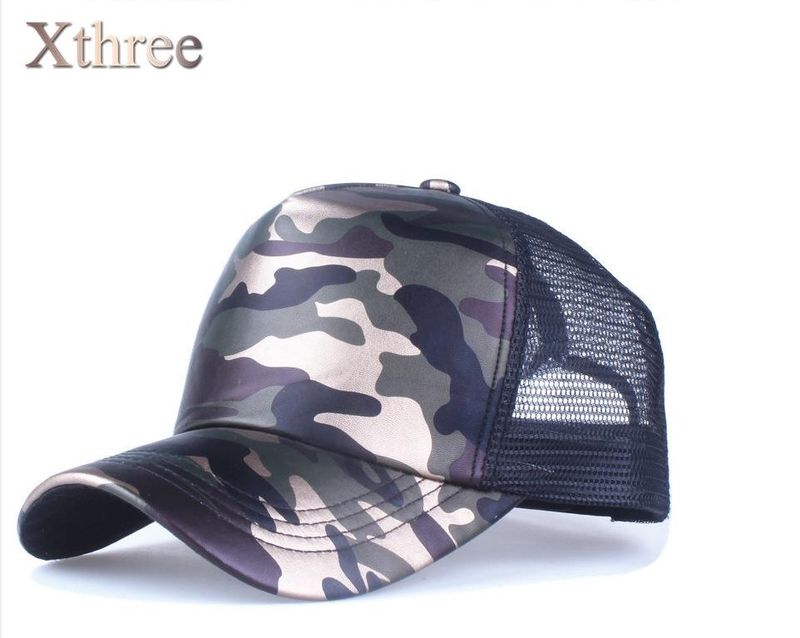 New Baseball Mesh Cap Pu Camouflage Fashion Men And Women Cap Hat Hip Hop Hat