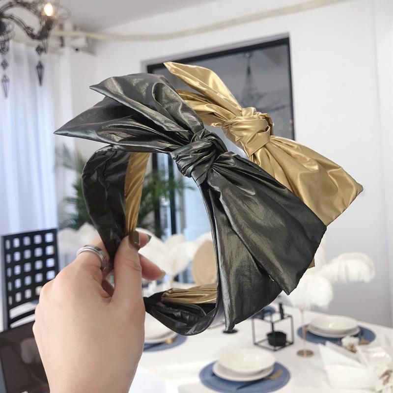 Patent Leather Metallic Double-layer Large Bow With Thin Edges