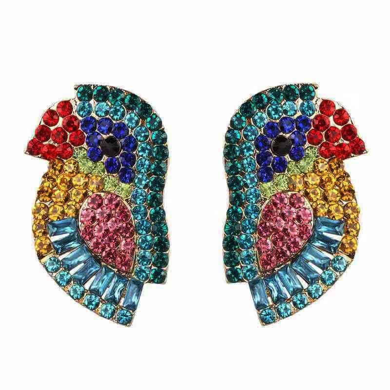 European And American Fashion Metal Studded Birdie Exaggerated Earrings