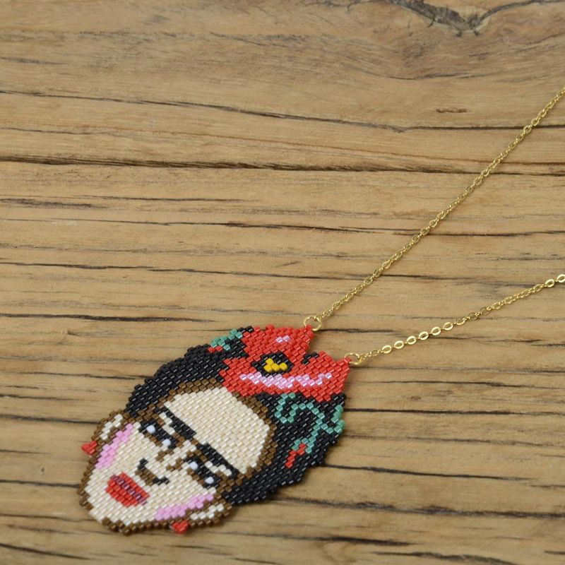 New Frida Frida Jewelry Miyuki Bead Woven Necklace Vacuum Electroplating Color Preservation Necklace