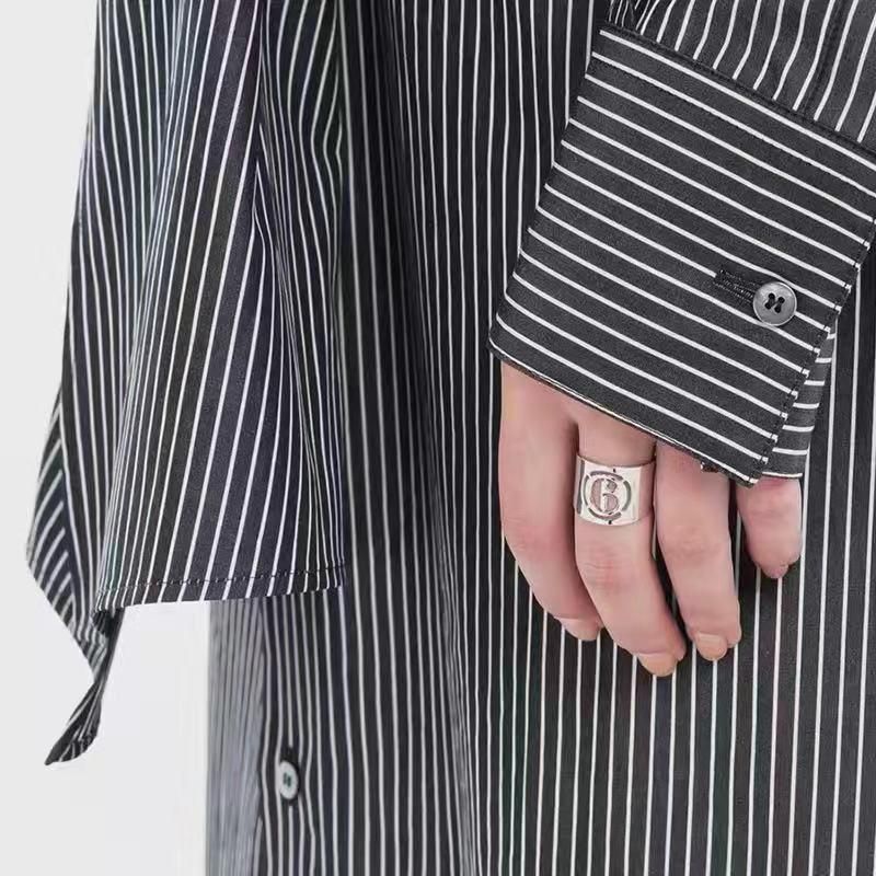 Simple Hip Hop Alloy Digital Ring Adjustable Open Glossy Ring