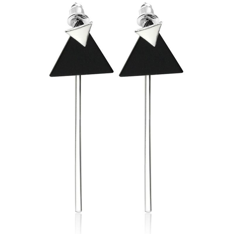 Simple Geometric Double Triangle Flip Stick Earrings