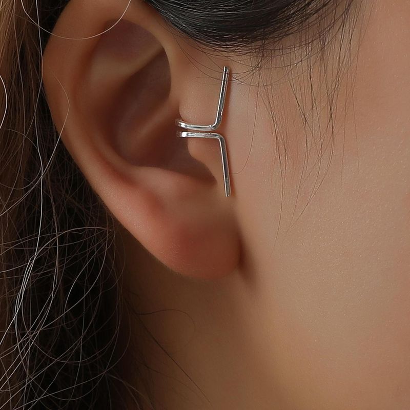 Simple Double C Cartilage Earrings Geometry U-shaped Double Ring Ear Pierced Ear Clips