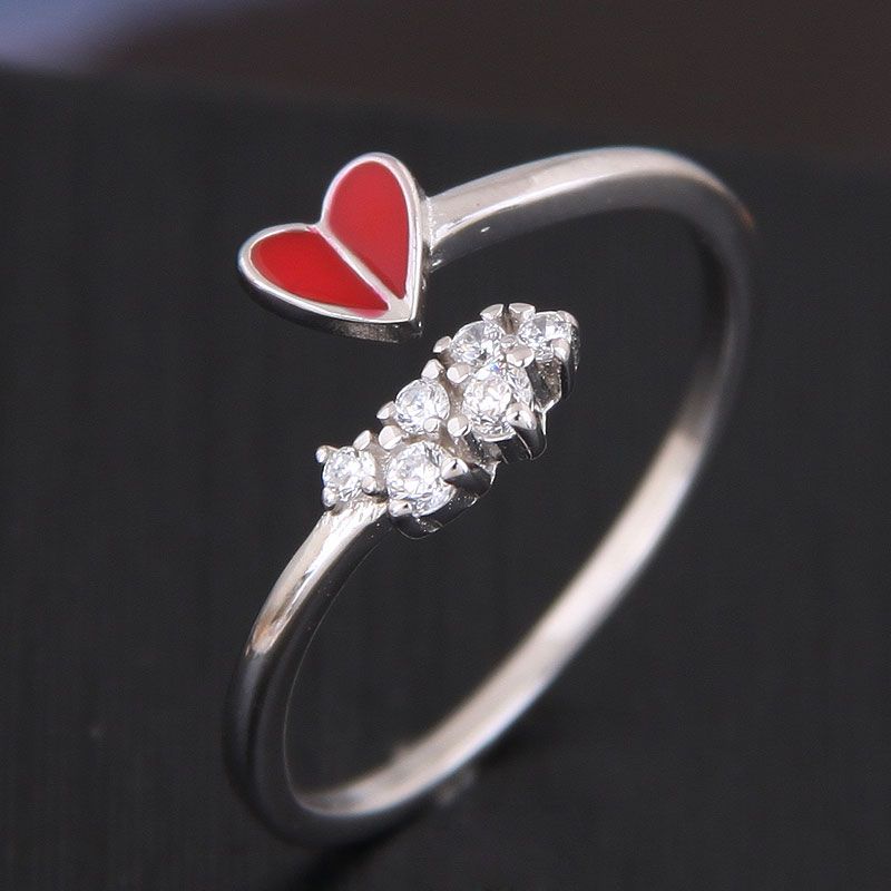 J990 Exquisite Koreanische Mode Süße Ol Wilden Roten Herz Persönlichkeit Offenen Ring