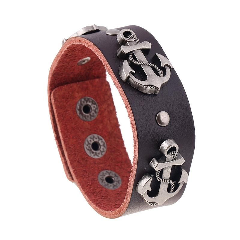 Punk Alloy Cowhide Bracelet Men's Leather Bracelet Jewelry