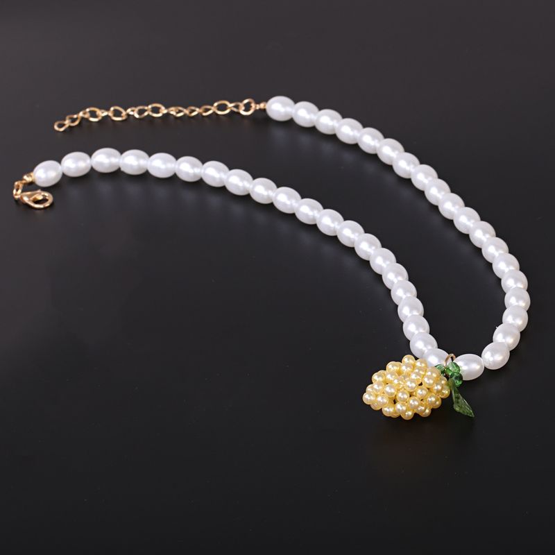 Korean Style Simple Lemon Beaded Pearl Fruit Necklace