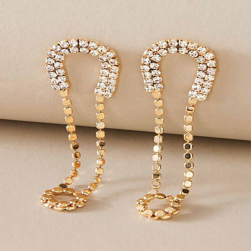 Korean Fashion Creative New Full Diamond Pin Simple  Earrings