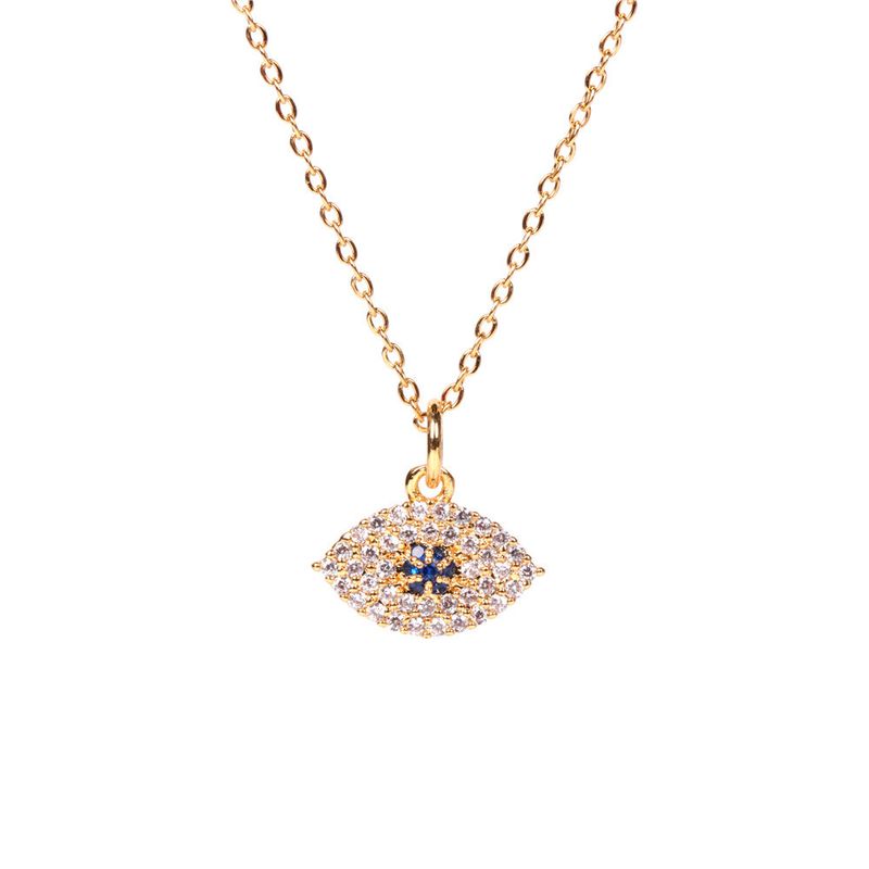 Diamond Blue Devil's Eye Zircon Pendant Short Necklace