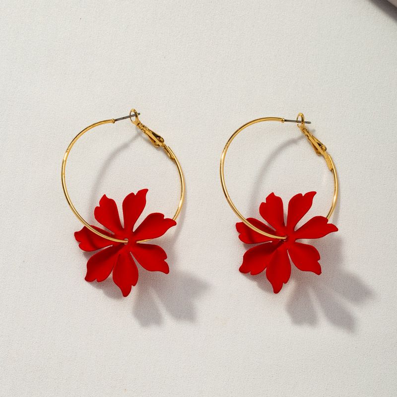 New Red Flower Korean  Daisy  Earrings