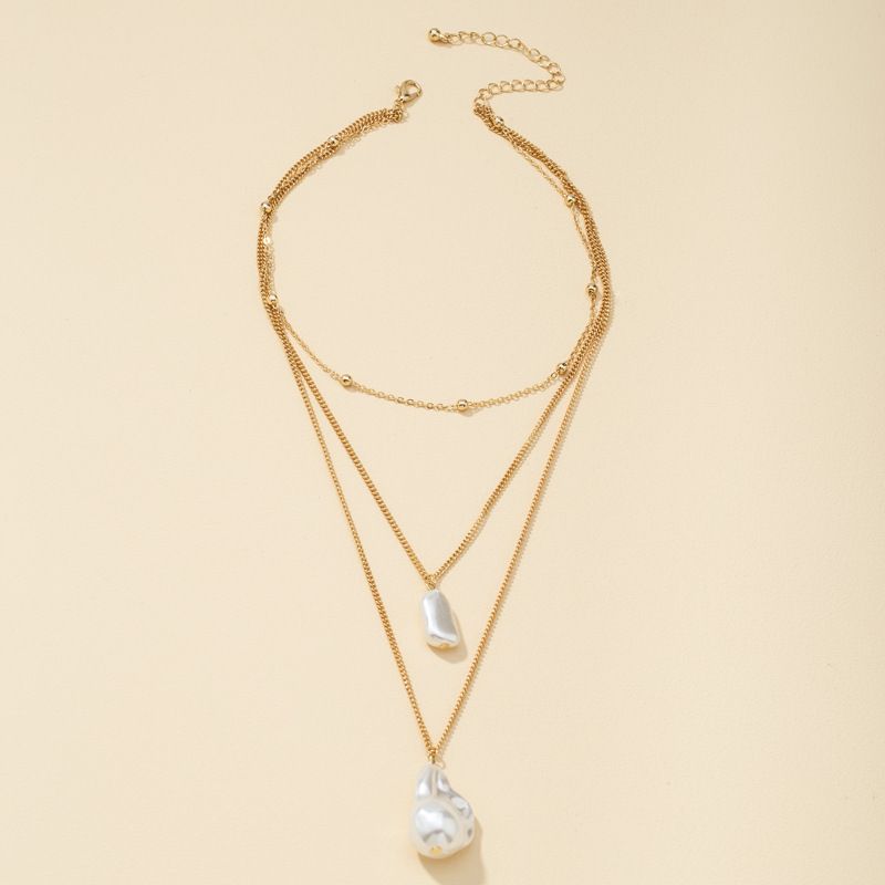 Neue Koreanische Perle Mehrschichtige Barock Unregelmäßige Perlenkette
